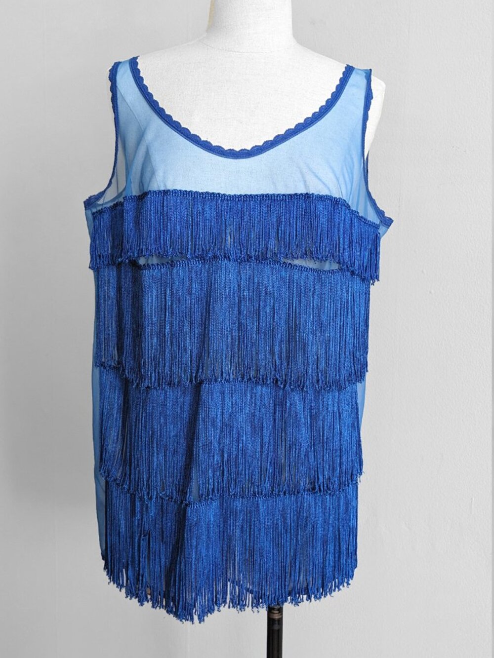 1970s vtg sheer chiffon flapper fringe tank lingerie top SHIRLEY of HOLLYWOOD